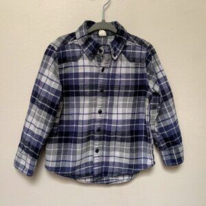 Baby Gap Kids Blue Plaid Button Down Flannel Shirt 100% Organic Cotton Size 4